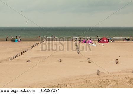 Dunkirk, France - 18 August 2018: Plage De Malo-les-bains, A Large Beach Known From Second World War