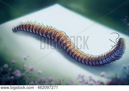Scary Big Garden Worms.earthworm Like Worm.snakelike Worm.worm With White