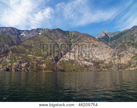 Mountains Overlooking Lake Chelan In Washington State Usa