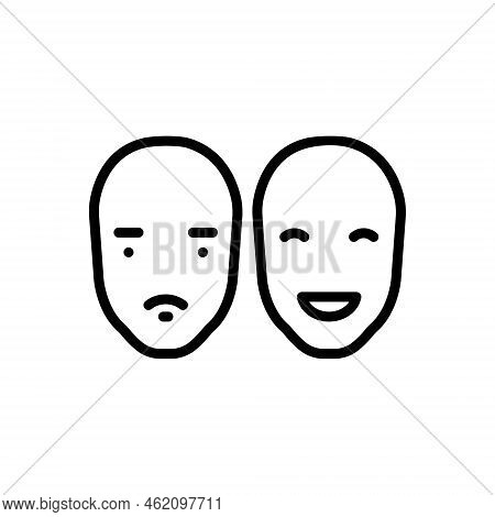 Black Line Icon For Faces Countenance Visage Physiognomy Portrait Beauty Human