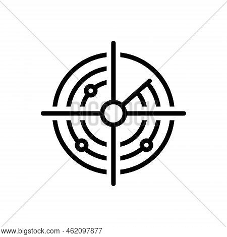 Black Line Icon For Radar Detection Electronic Locator Navigation Radio-location Range Scanner