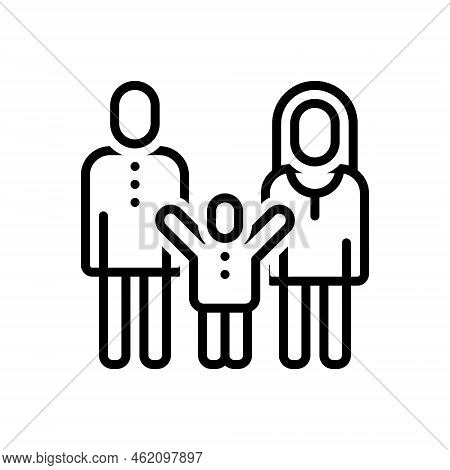 Black Line Icon For Parent Biological Guardian Procreator Genitor Father Mother Child Family Togethe