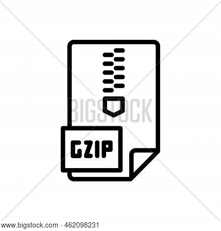 Black Line Icon For Gzip Application Contract Document File Folder Form Program Compression Compress