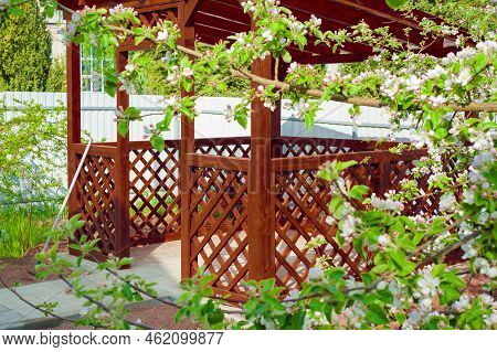 Wood Gazebo On The Lakeshore Of Osoyoos Lake Located