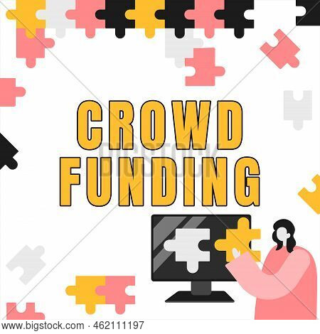 Writing Displaying Text Crowd Funding. Business Overview Fundraising Kickstarter Startup Pledge Plat