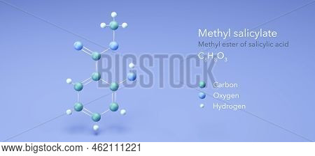 Methyl Salicylate, Molecular Structures, Methyl Ester, 3d Model, Structural Chemical Formula And Ato