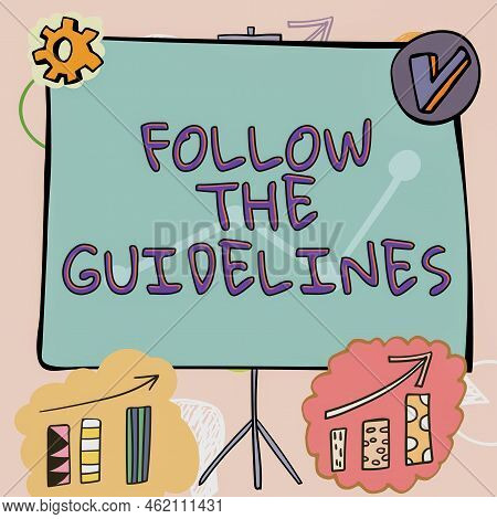 Text Caption Presenting Follow The Guidelines. Business Approach Manual Of Style Follow A Specified 