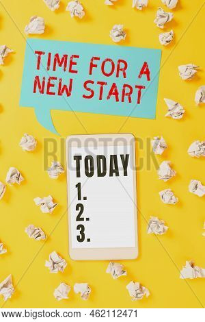 Conceptual Display Time For A New Start. Business Overview Trust The Magic Of Beginnings Afresh Anew
