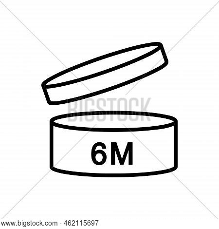 6 Month Icon, Period After Opening Symbol, Icon For Packaging Design, Pao, Simple Vector Illustratio