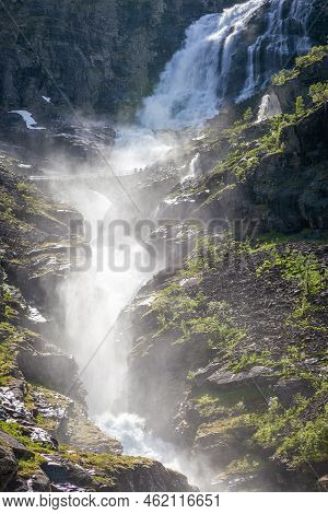 Beautiful Kjosfossen Waterfall Near Bergen, Norway, Northern Europe