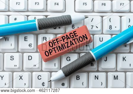 Handwriting Text Off Page Optimization. Word For Website External Process Promotional Method Ranking