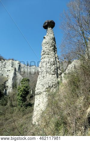 Rock Formations, Also Known As Fairy Chimneys, Earth Pyramids, Hoodoos ( Italian: Piramidi Di Zone )
