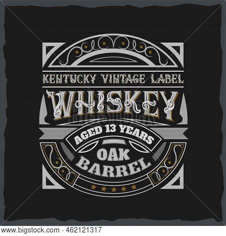 Vintage Label Design With Lettering Composition On Dark Background. T-shirt Design