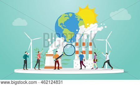 Eia Environmental Impact Assessment Concept With People Analyze Data Pollution On Earth With Modern 