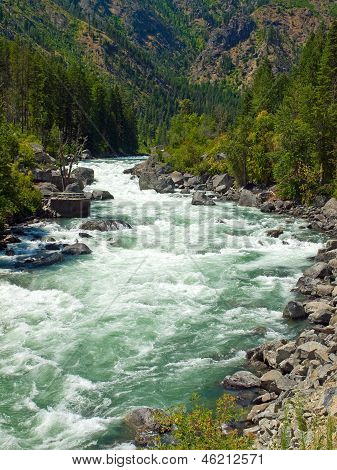 Řeka protéká horský Les - Wenatchee River Washington Usa