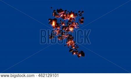 Fire Rocks Alphabet - Shining Red Rupee Sign, Isolated - Object 3d Rendering