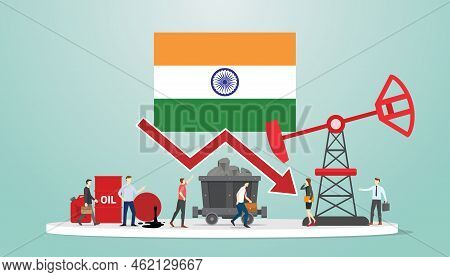 India Energy Crisis Coal Stock With Modern Flat Style Vector Illustration