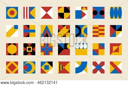 Abstract Design Forms. Geometric Figures. Bauhaus Funky Art. Geometry Tile Module Shapes. Basic Coll