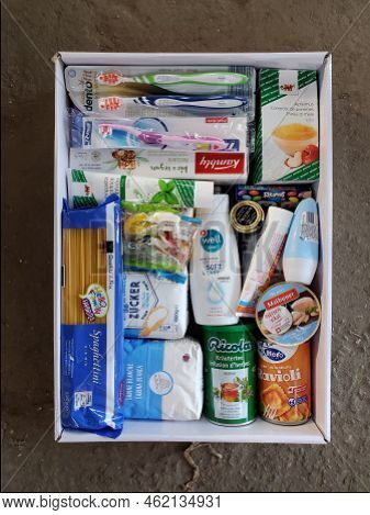 Collected Boxes With Humanitarian Aid Ready To Send Out To Ukrainian Temporary Moved Persons. Dnipro
