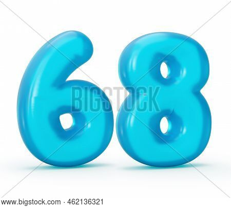 Blue Jelly Digit 68 Sixty Eight Isolated On White Background Jelly Colorful Alphabets Numbers For Ki