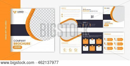 Orange Corporate Square Trifold Brochure Design Template