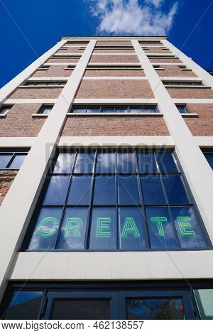 Enschede, Netherlands - April 30, 2022: Modern Architecture In Roombeek. The District Is Best Known 