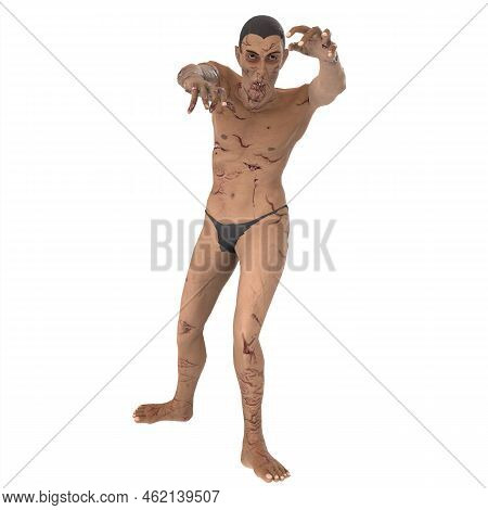 3d Rendering Of Biter Zombie Illustration Design