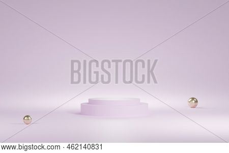 Double Circle Podium On Purple Background To Advertise Product Or Present.