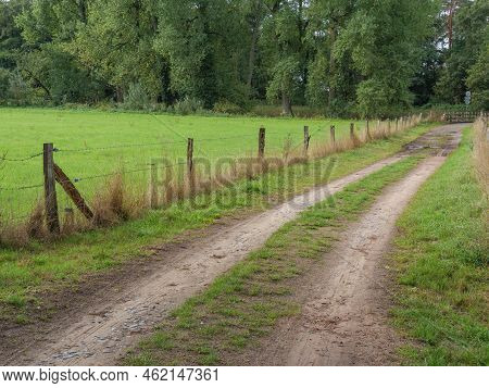 hiking at the berkel river in germany