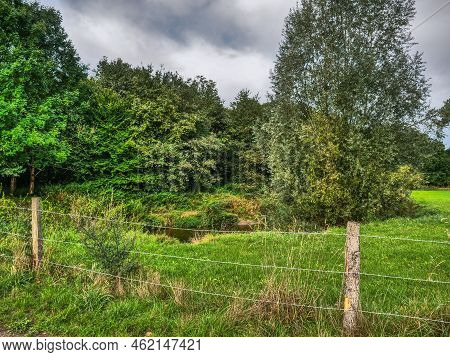 hiking at the berkel river in germany