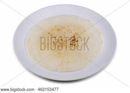 Flat Rice Bread Isolated On White Background . Indian Unleavened Rice Bread Tandalachi Bhakari Mahar