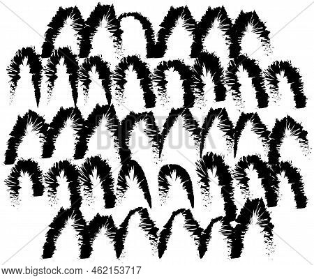 Hand Drawn Doodle Abstract Pattern In Black And White Style, Texture Background. Figures Shape Of Gr