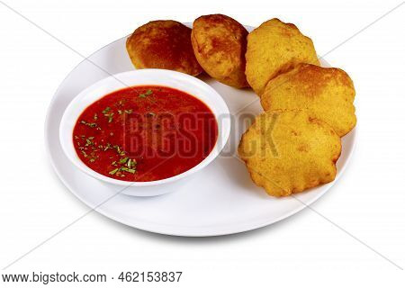Usal Vade Served In A Plate Over White Background. Selective Focus.