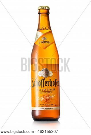London, Uk - June 30, 2022: Schofferhofer Lager Beer In Glass Bottle On White Background.