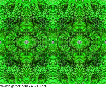 Unusual Texture, Bright Green Color, Folds, Wrinkles, Protrusions, Layers, Non-uniform Uneven Surfac