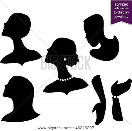 Takı görüntülemek için stilize Silhouettes