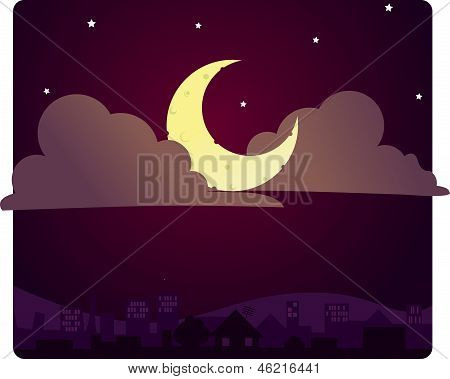 Gece gökyüzü üzerinde şehir