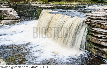 Aysgarth Falls Are A Three Levels One Mile Stretch Waterfalls In Yorkshire Dales National Park, Rive