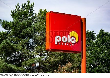 Mielno, Poland - August 2, 2022: Polo Market Grocery Store Banner Near The Shop In Poland