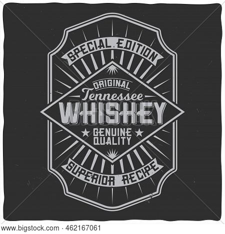 Vintage Label Design With Lettering Composition On Dark Background. T-shirt Design