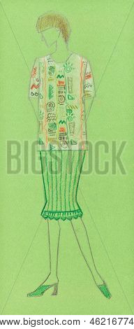 니트 여성 복의 스케치