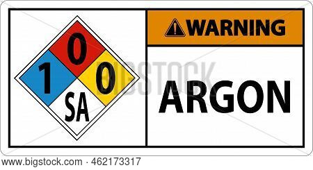 Nfpa Warning Argon 1-0-0-sa Sign On White Background