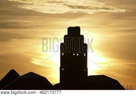 Wedding Tower In Darmstadt, Mathildenhoehe, Germany In Sunset