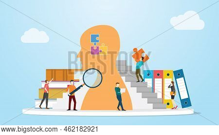 Upskilling Learn Concept With People Learning New Things To Increase Career With Modern Flat Style V