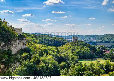 A View Of Saaleck Castle On The Saale River In Thuringia Germany