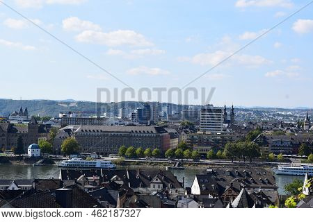 Koblenz, Germany - 09 12 2022: View Across Ehrenbreitstein To Old Town