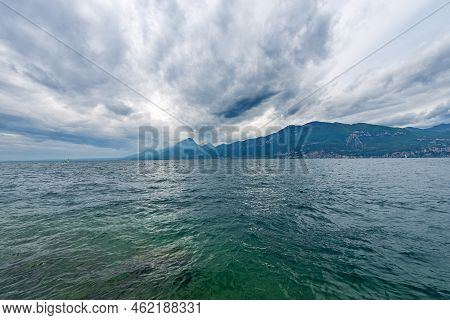 Lake Garda (lago Di Garda) View From The Port Of The Small Village Of Castelletto Di Brenzone, Brenz