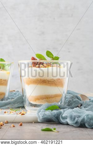 Natas Do Ceu Is A Traditional Portuguese Dessert Made With Cream, Eggs And Biscuits Decorated With P