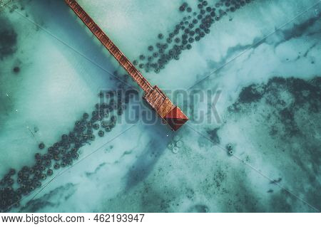 Beautiful Caribbean Beach In Dominican Republic. Aerial Abstract View Of Tropical Idyllic Summer Lan