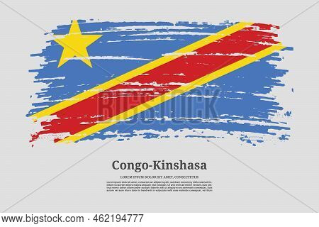 Congo-kinshasa Flag With Brush Stroke Effect And Information Text Poster, Vector Background